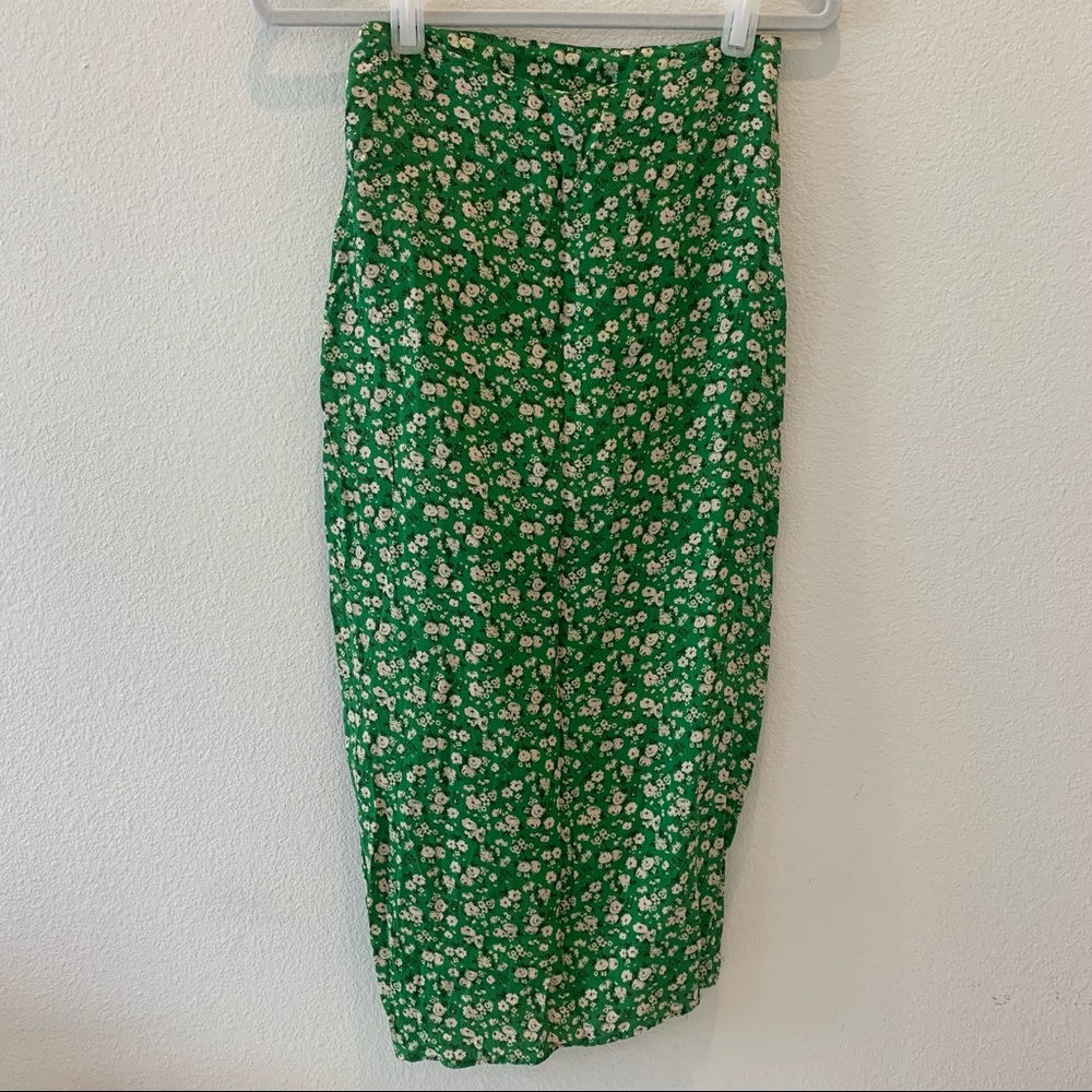 Zara Green Floral Midi Skirt - Picture 4 of 6
